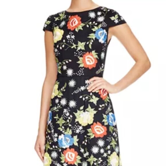 Alice + Olivia Ellen Black Floral Embroidered A-line Cotton Mini Dress $540 - Picture 3 of 13